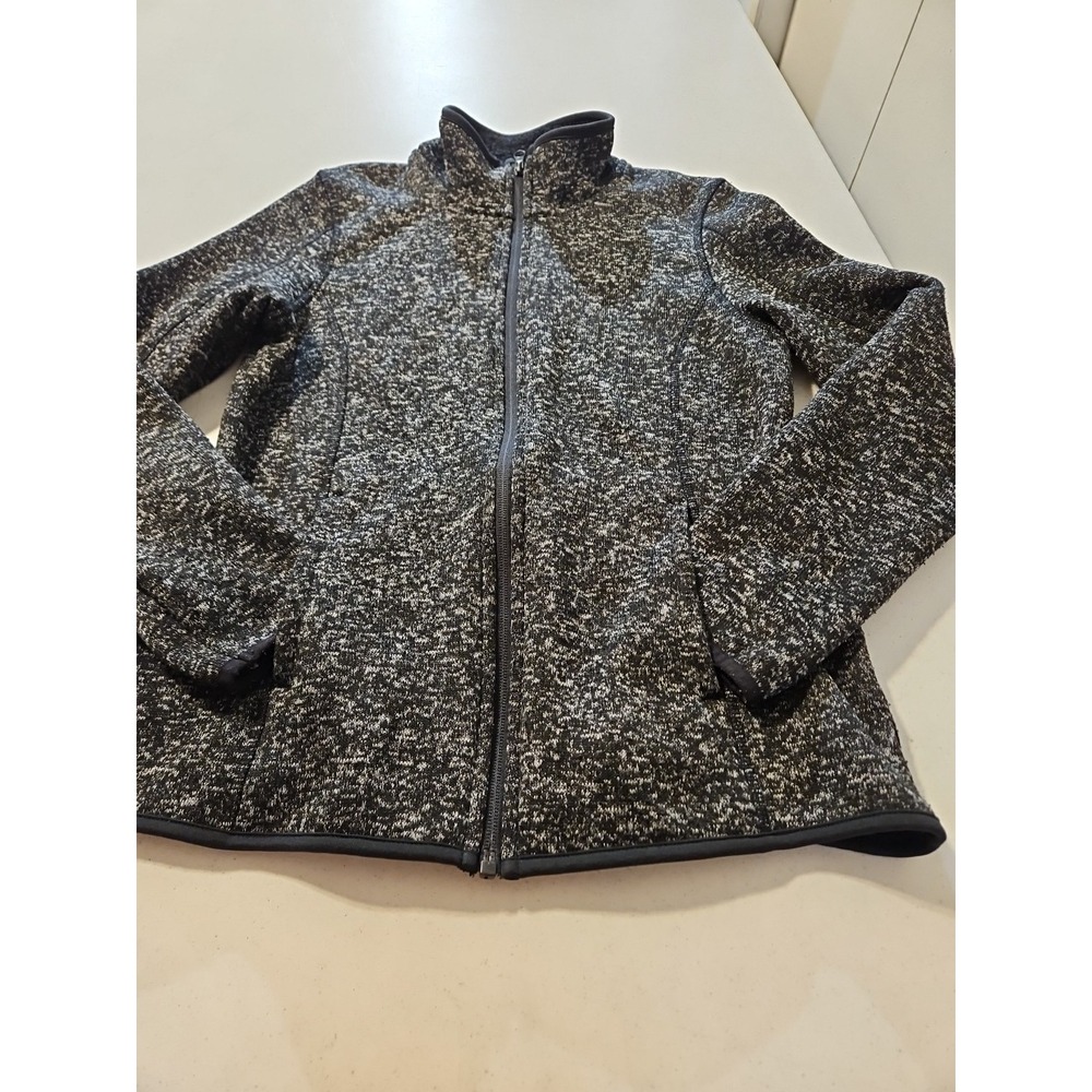 Swiss Tech Fleece Jacket Womens M 8-10 Black/White Full Zip Pockets Outdoor(1175